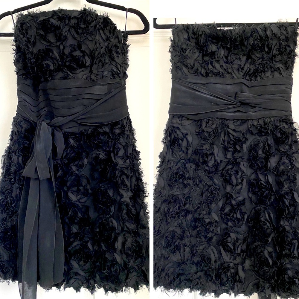Lace roses mini black dress😍